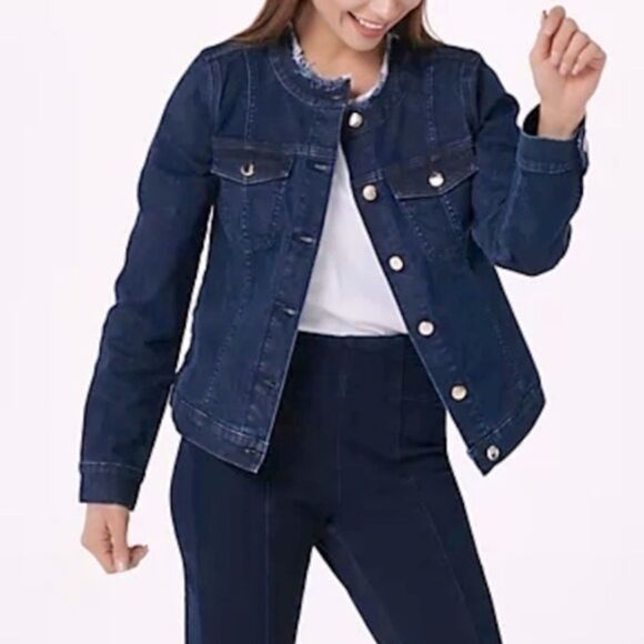 Frayed Collar Denim Jacket M